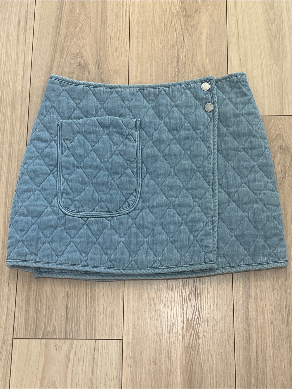 Blank NYC Quilted Mini Skirt in Denim Blue